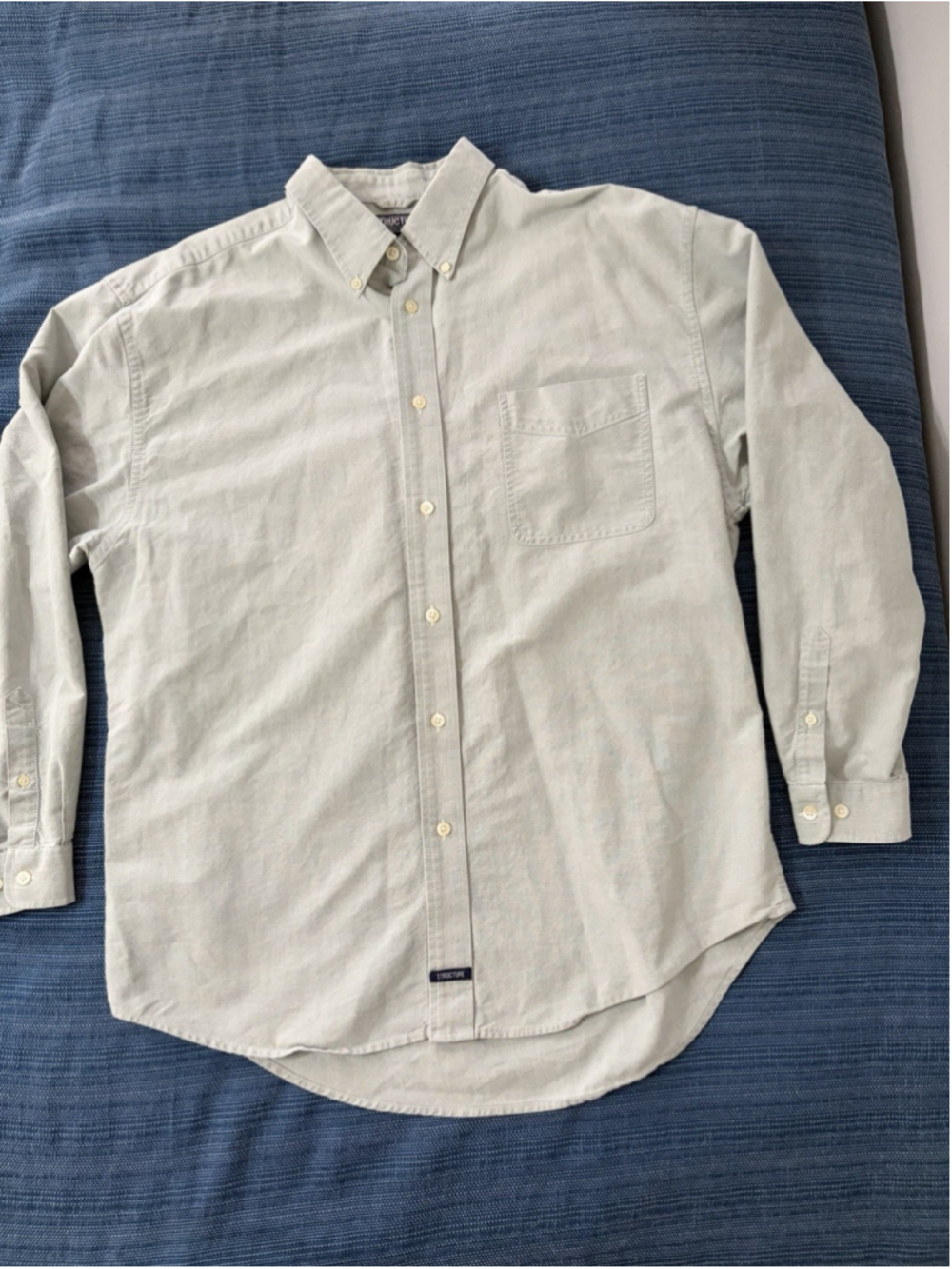 VTG 90s Structure Men’s Large Sage Green Oxford Button-Down Shirt 100% Cotton